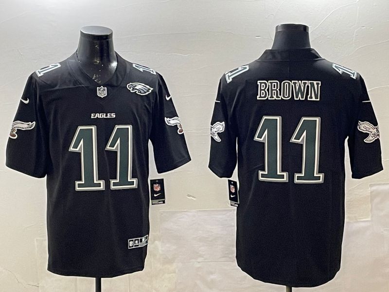 Men Philadelphia Eagles #11 Brown Black Fashion 2025 Nike Limited NFL Jersey style 2
